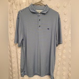 Onward Reserve Pro Stripe Polo - Blue & Light Green Stripes